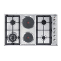 Elba Classic 90cm 4 Burner Gas Hob With 2 Electric Plates - Stainless Steel