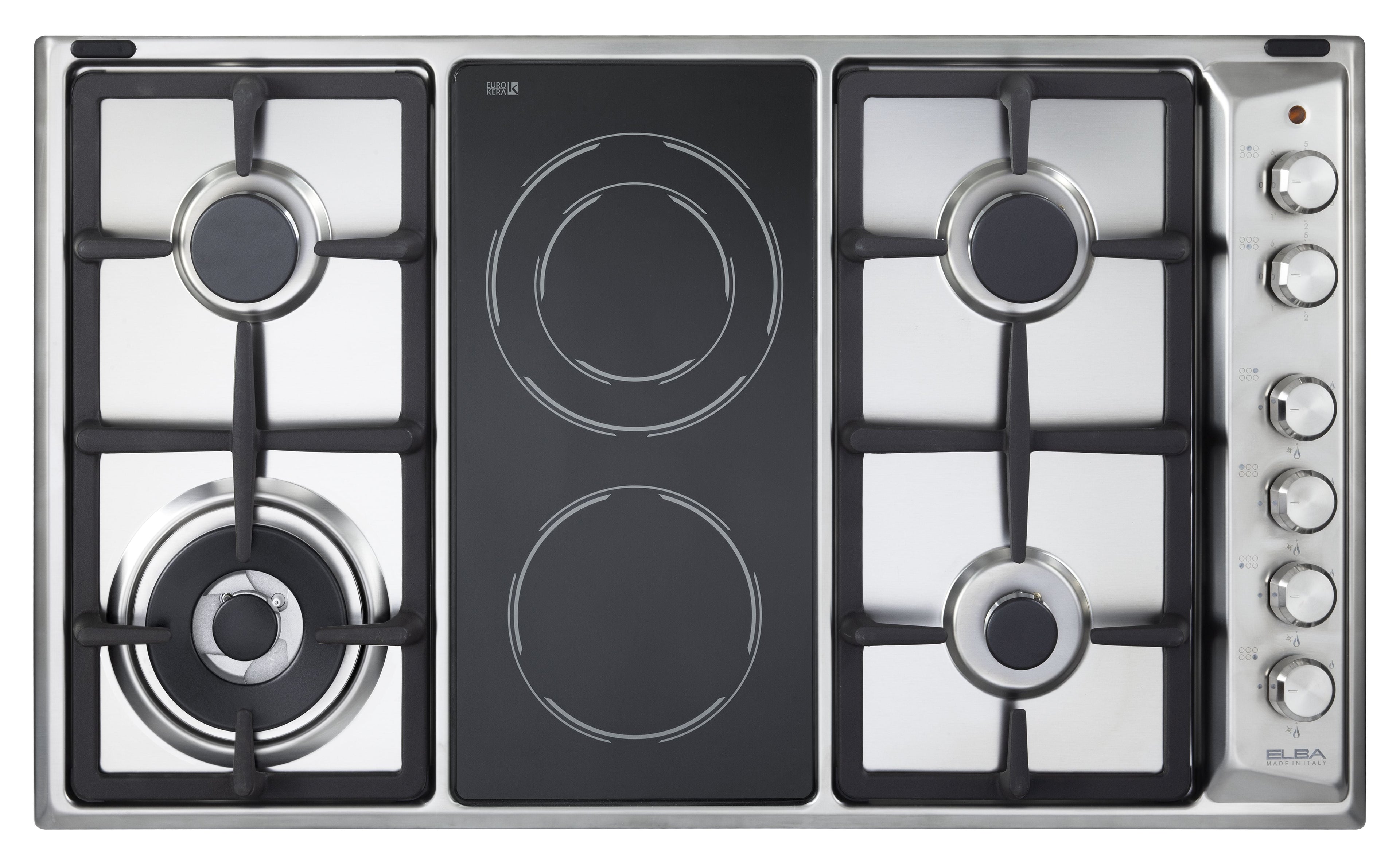 Elba Classic 90cm 4 Burner Gas Hob with 2 Vitro Ceramic Electric Heat Zones