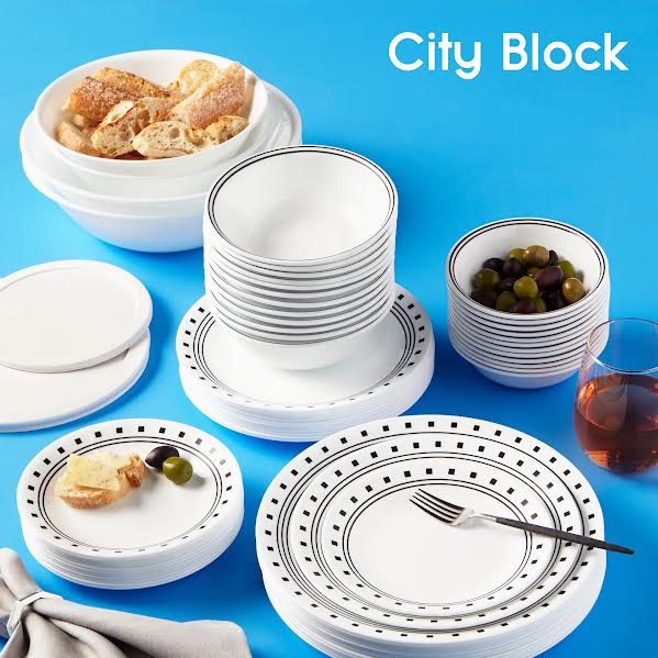 Corelle City Block 12 Piece Dinner Set White