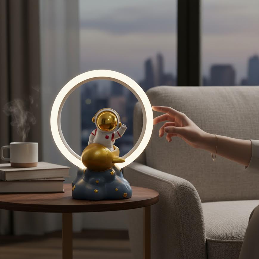 Astronaut Galaxy Projector  Desk Lamp - White & Gold