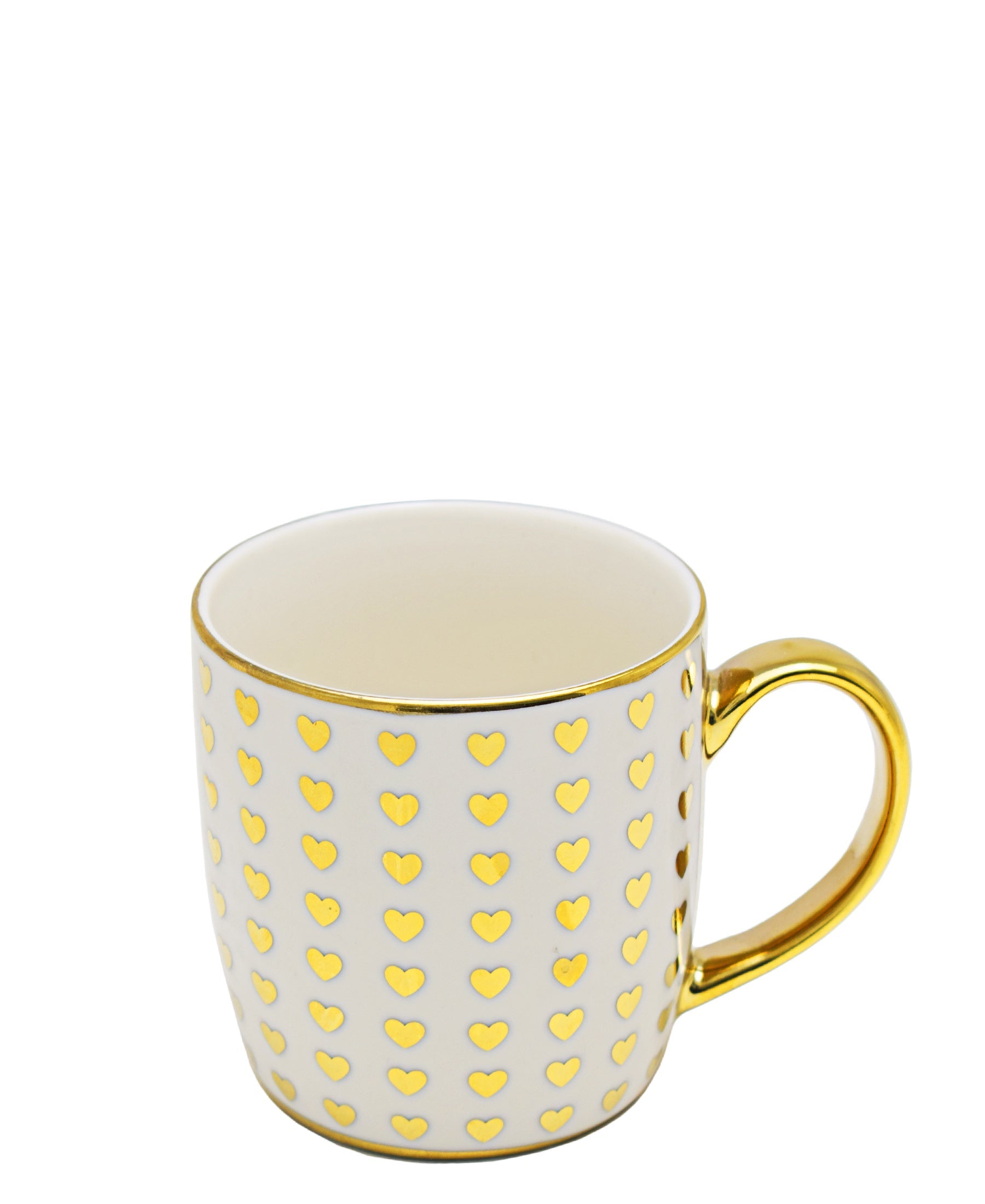 Kitchen Life Ceramic Embedded Heart Mug - White & Gold
