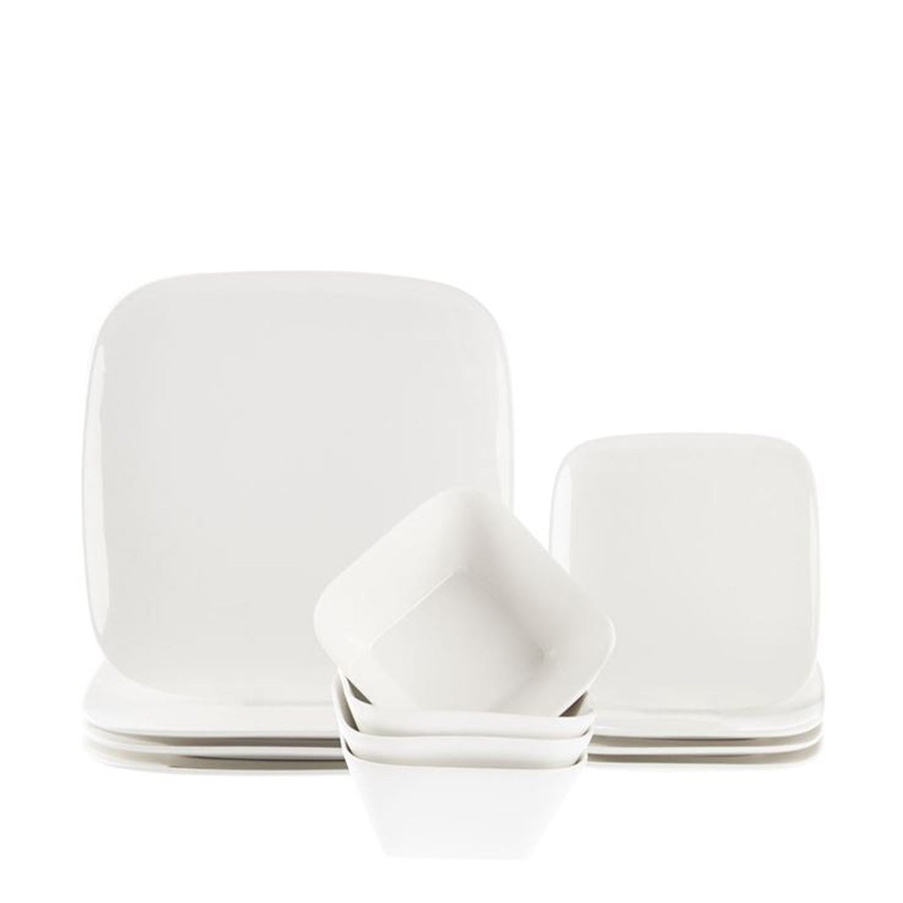 Monaco Retro Square  12 Piece Porcelain Dinner Set - White