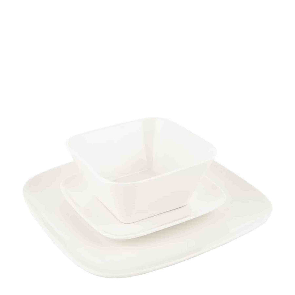 Monaco Retro Square  12 Piece Porcelain Dinner Set - White