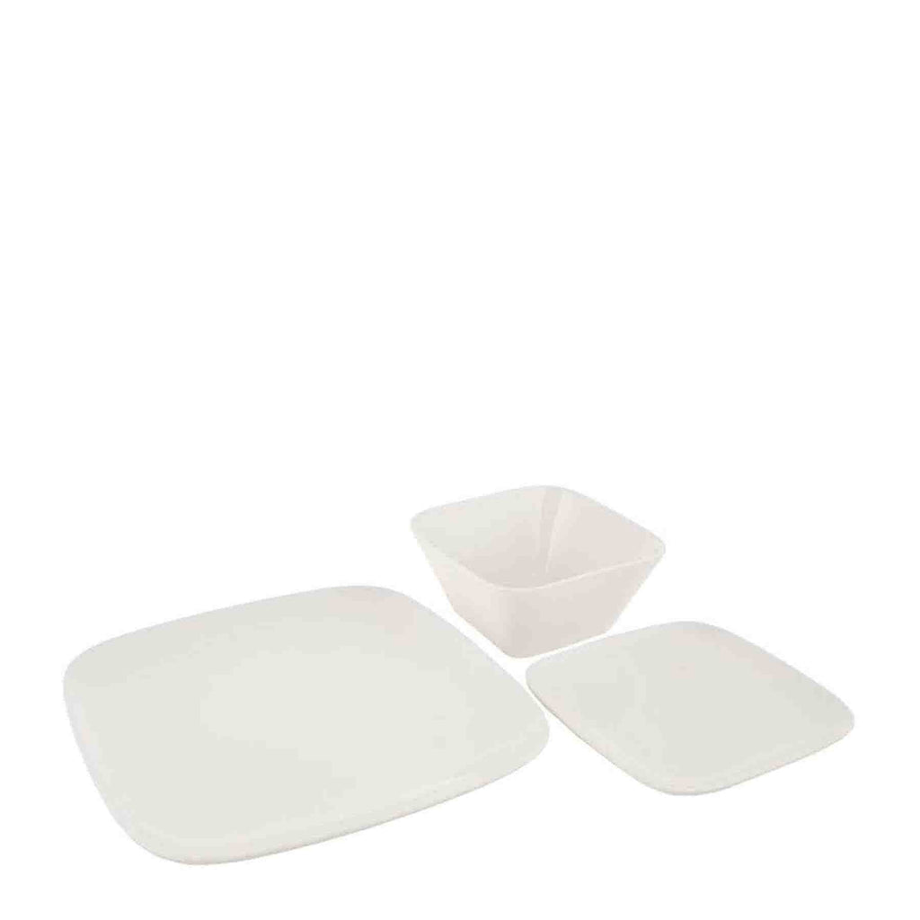 Monaco Retro Square  12 Piece Porcelain Dinner Set - White