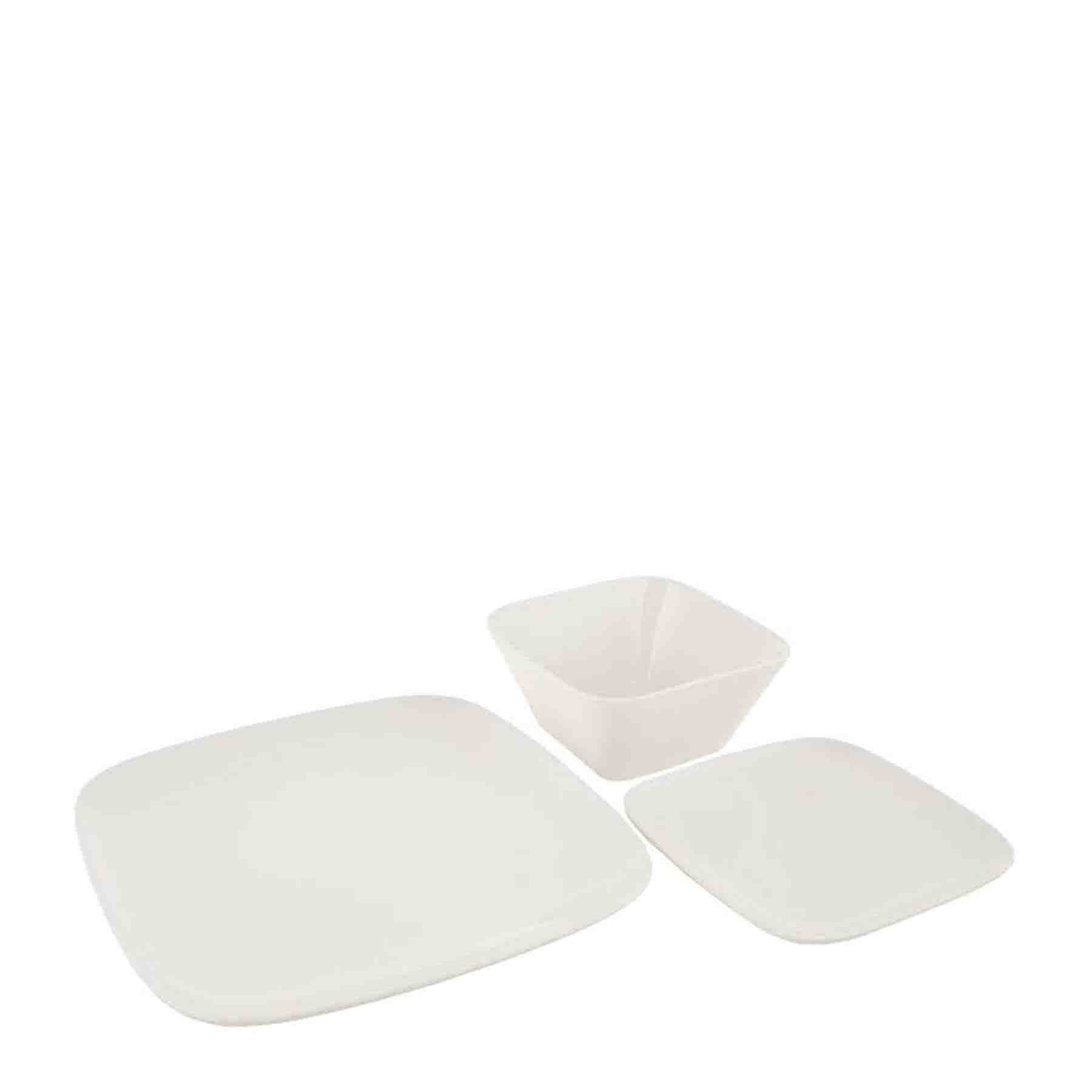 Monaco Retro Square  12 Piece Porcelain Dinner Set - White