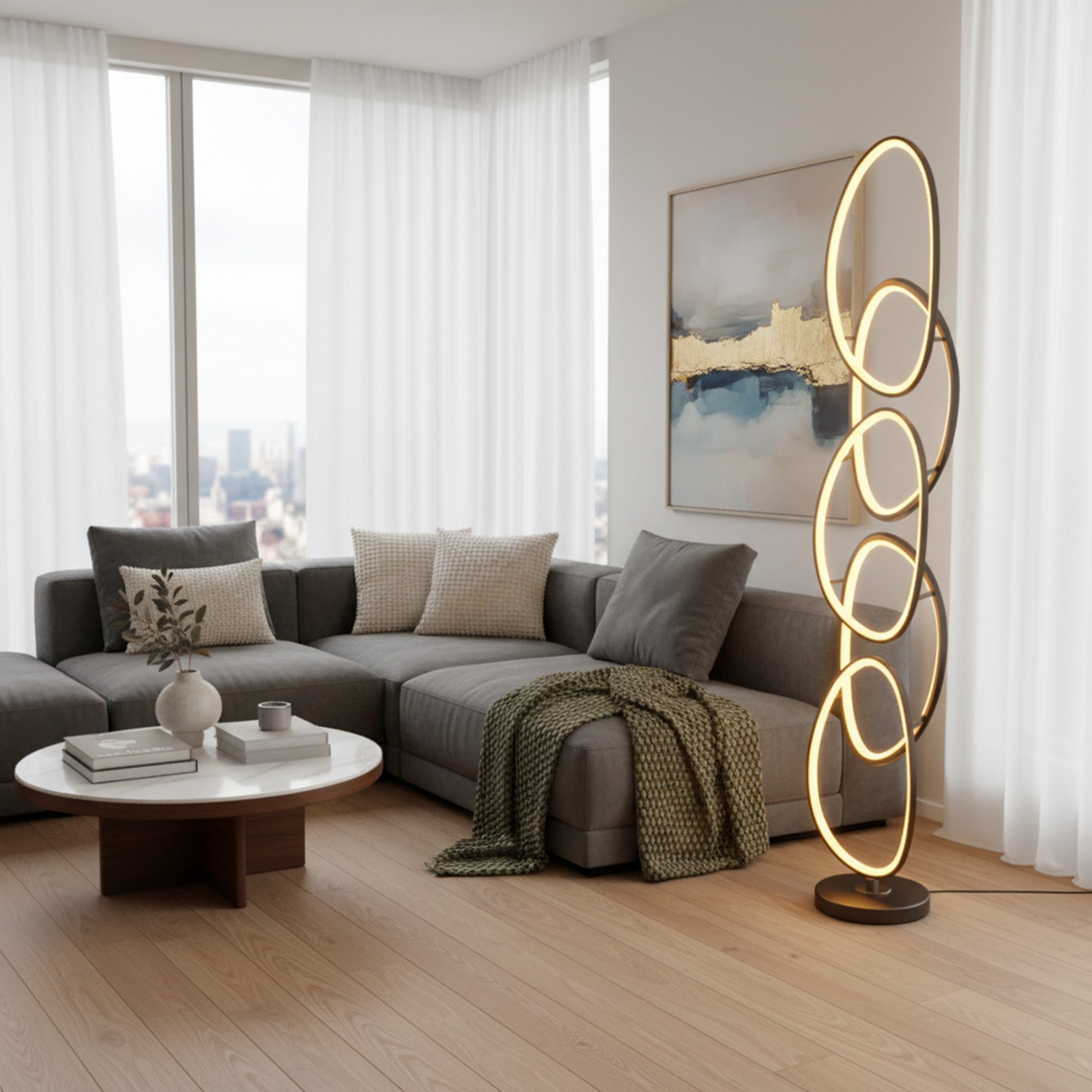 Chain Design LED Floor Lamp Black