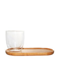 The Barista Borosilicate Glass Cup With Bamboo Saucer - Clear