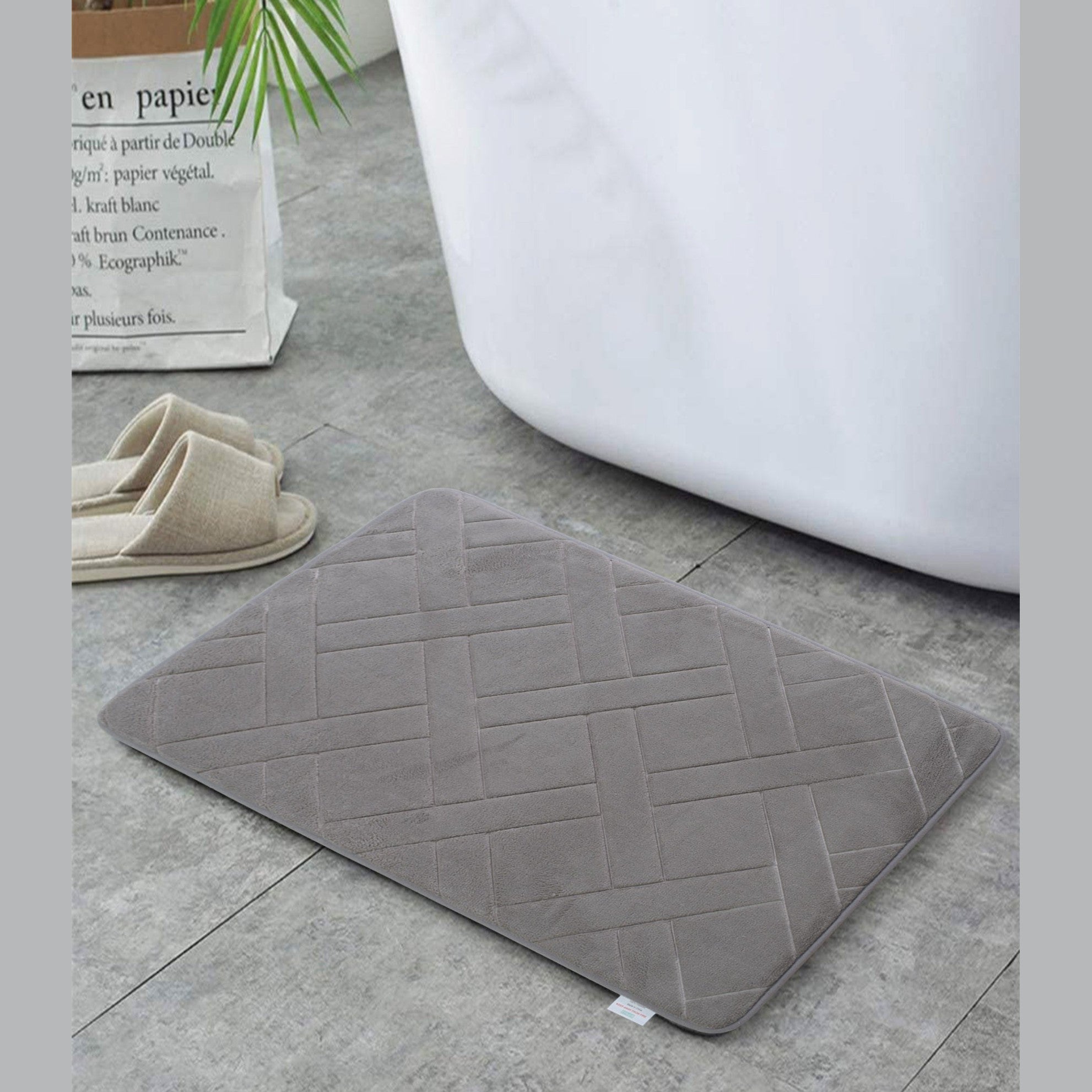 Urban Decor Memory Foam Bathroom Mat - Light Grey