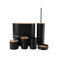 6 Piece Bathroom Accessory Set with Bamboo Lids Black