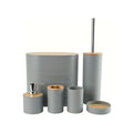 6 Piece Bathroom Accessory Set with Bamboo Lids Grey