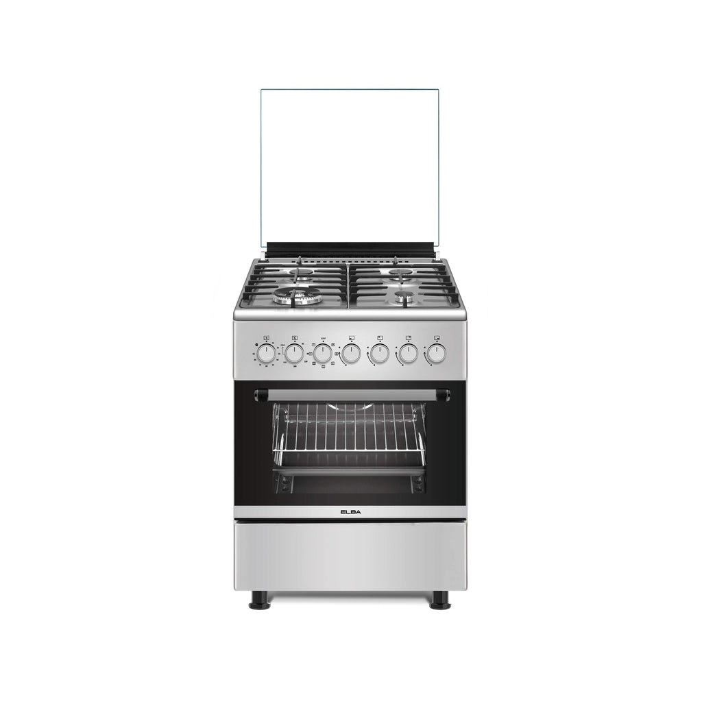 ELBA ESSENTIAL 60CM 4 BURNER GAS STOVE WITH ELECTRIC OVEN - STAINLESS STEEL + FREE TOTAI HEATER