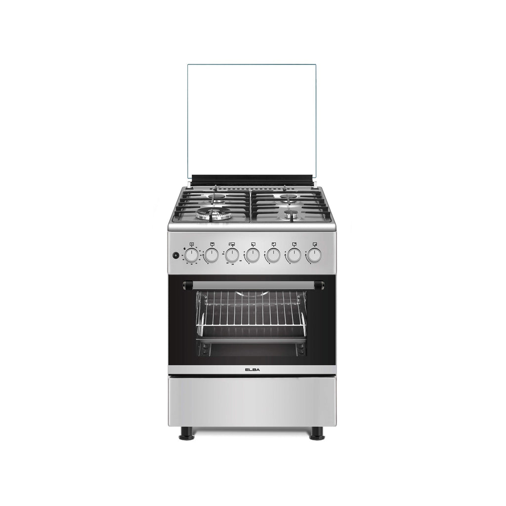 ELBA ESSENTIAL 60CM 4 BURNER GAS STOVE WITH GAS OVEN - STAINLESS STEEL + FREE TOTAI HEATER