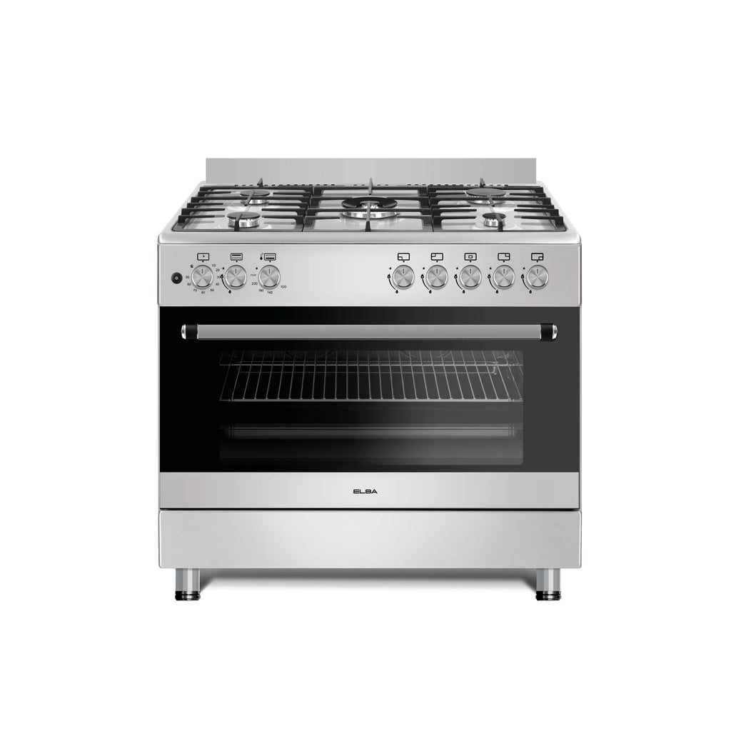 Elba Essential 90cm 5 Burner Gas Stove & Gas Oven - Stainless Steel + FREE TOTAI HEATER