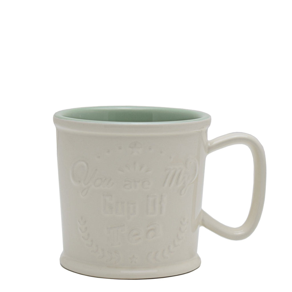 Kitchen Life Lungo 290ml Mug With Coaster - White & Green