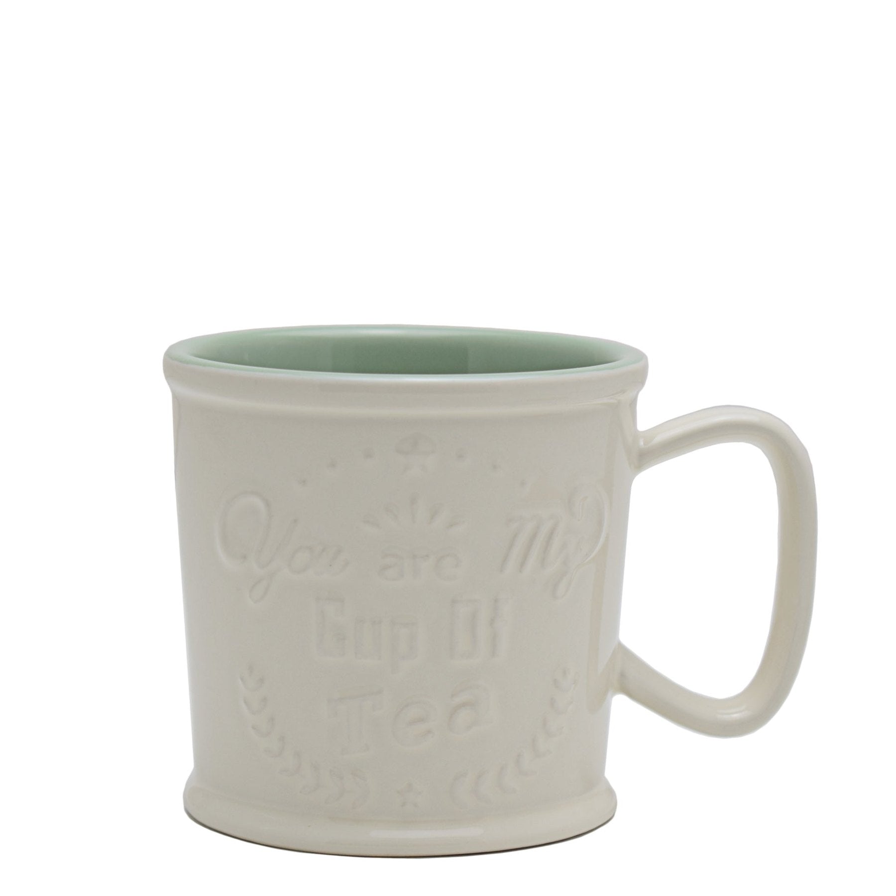 Kitchen Life Lungo 290ml Mug With Coaster - White & Green