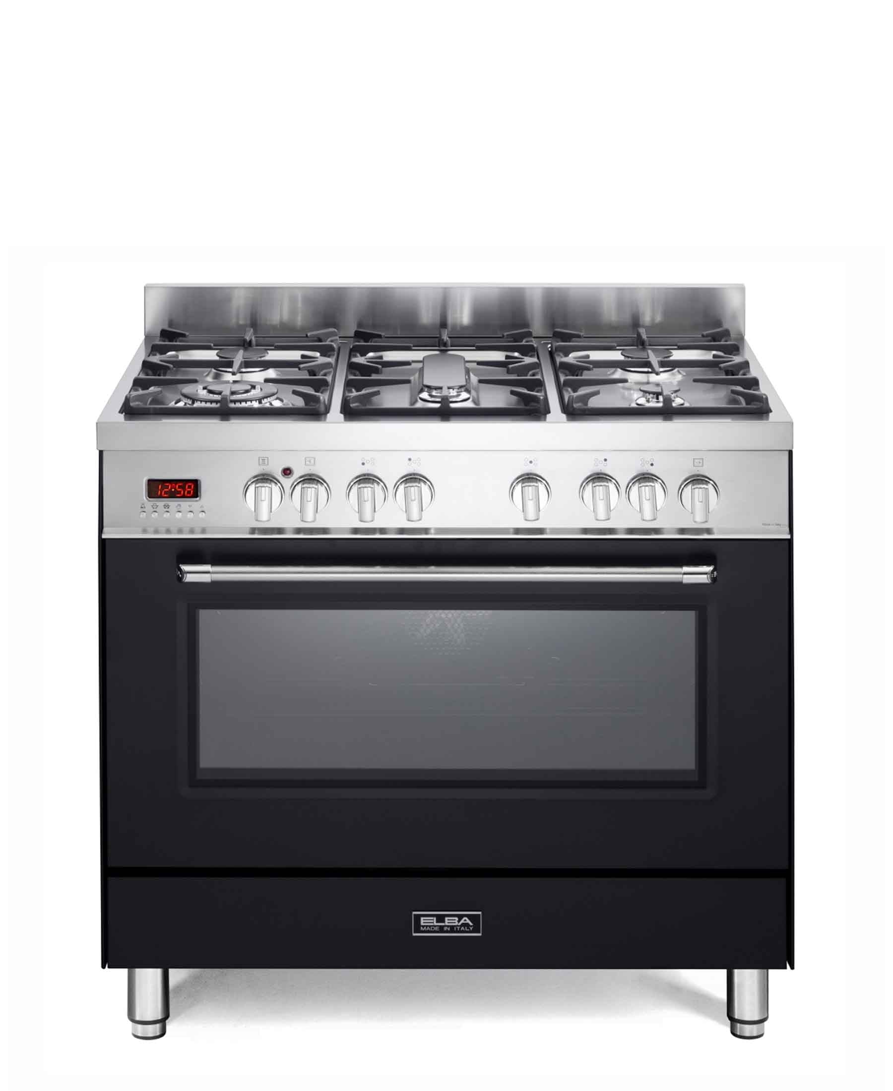 Elba Excellence 90cm 5 Burner Gas Cooker With Electric Oven - Black + FREE TOTAI HEATER