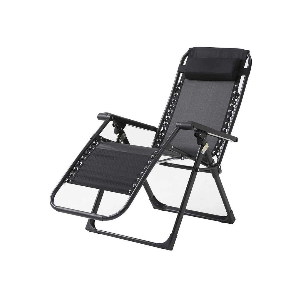 Exotic Designs Adjustable Folding Recliner Outdoor Chair Black