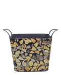 Kitchen Life Basket with Wood Illustrations - Brown