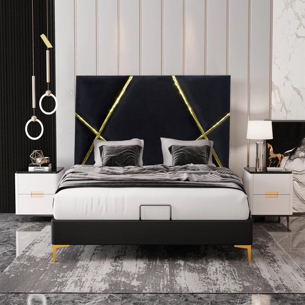 Layana Headboard (Up to Queen) Black & Gold