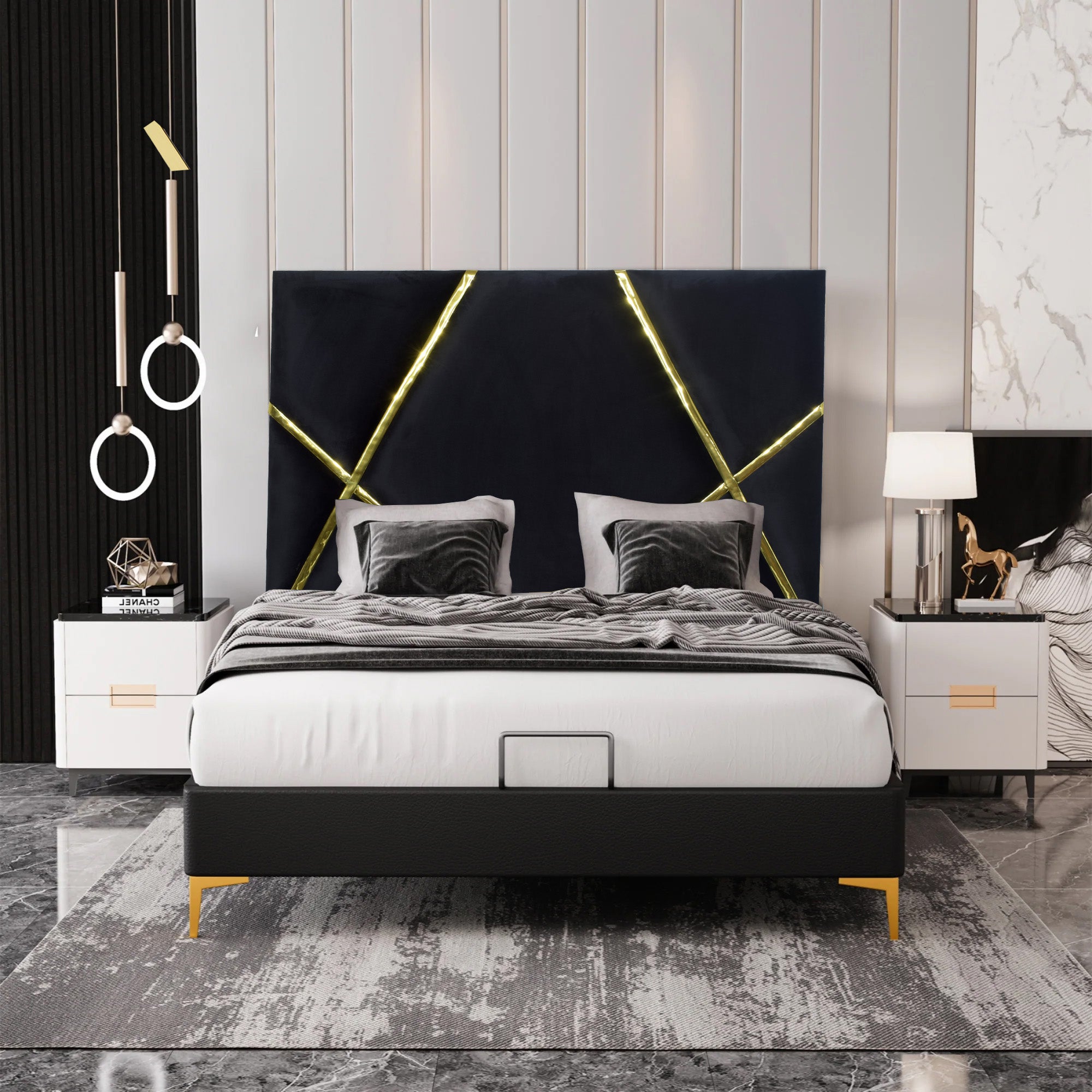 Layana Headboard (Up to Queen) Black & Gold