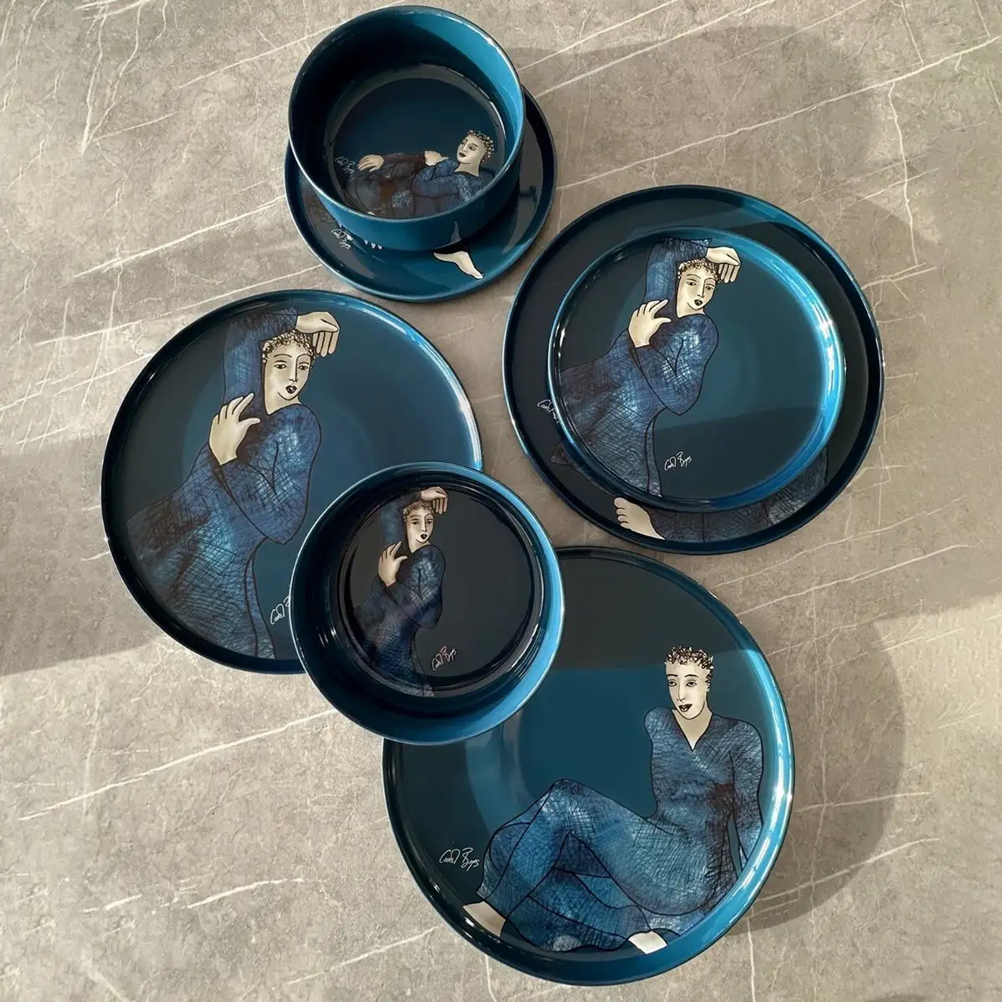 Carrol Boyes 4 Piece Indigo Blues Dinner Plate Set Blue