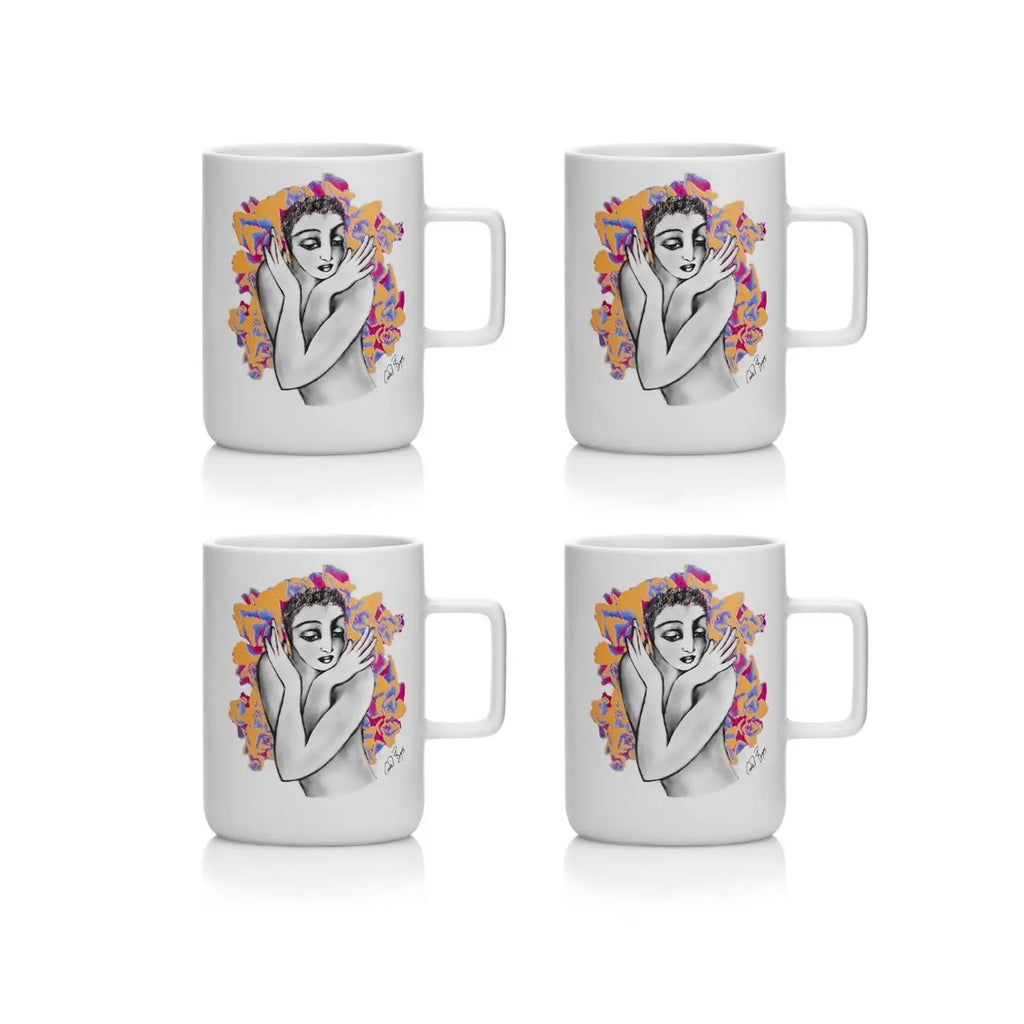 Carrol Boyes 4 Piece Pop Art Flutter Mug Set White