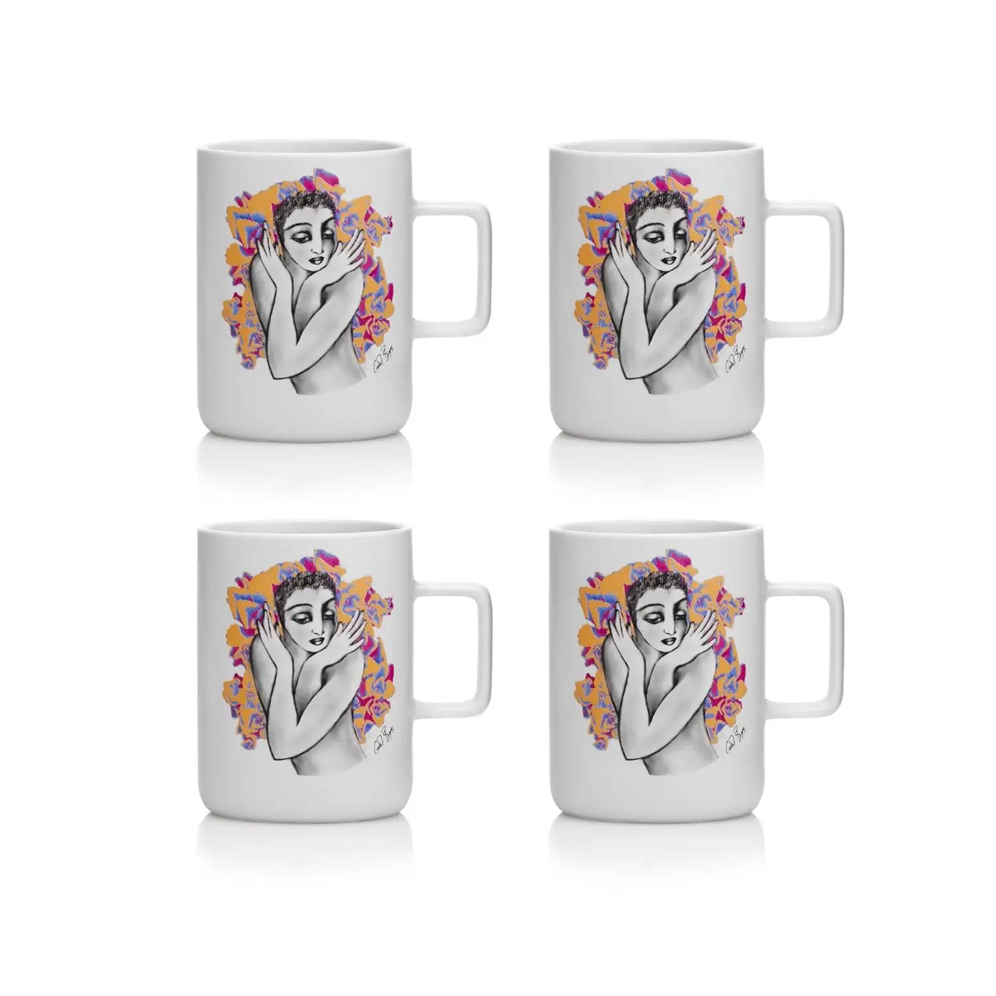Carrol Boyes 4 Piece Pop Art Flutter Mug Set White