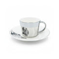 Zebra Design Reflective Cup & Saucer Set Silver & White