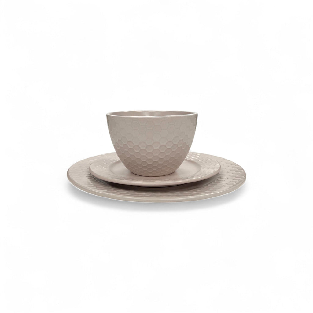 Kitchen Life 12 Piece Honeycomb Dinner Set Beige