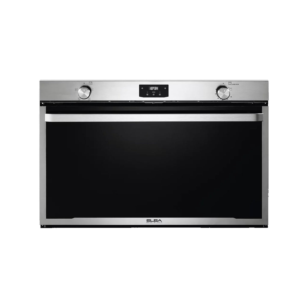 Elba 90cm Built In Large Cavity Gas Oven - Stainless Steel With Black Glass Finish