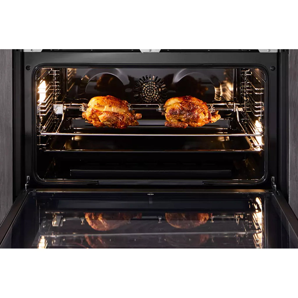 Elba 90cm Built In Large Cavity Gas Oven - Stainless Steel With Black Glass Finish