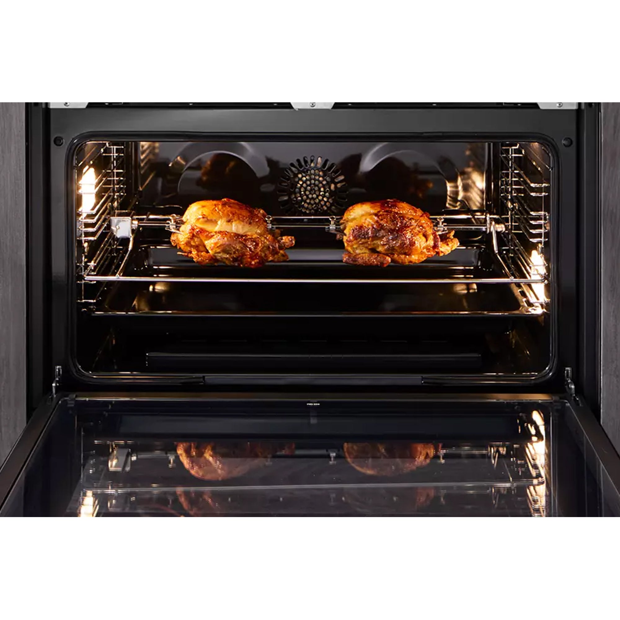 Elba 90cm Built In Large Cavity Gas Oven - Stainless Steel With Black Glass Finish