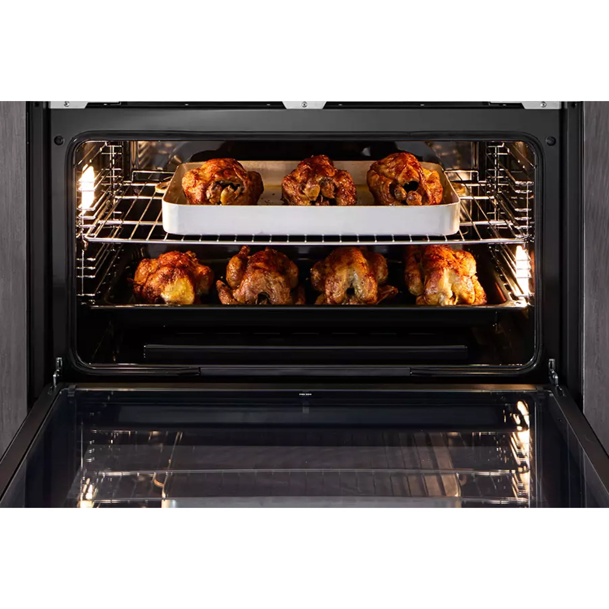 Elba 90cm Built In Large Cavity Gas Oven - Stainless Steel With Black Glass Finish