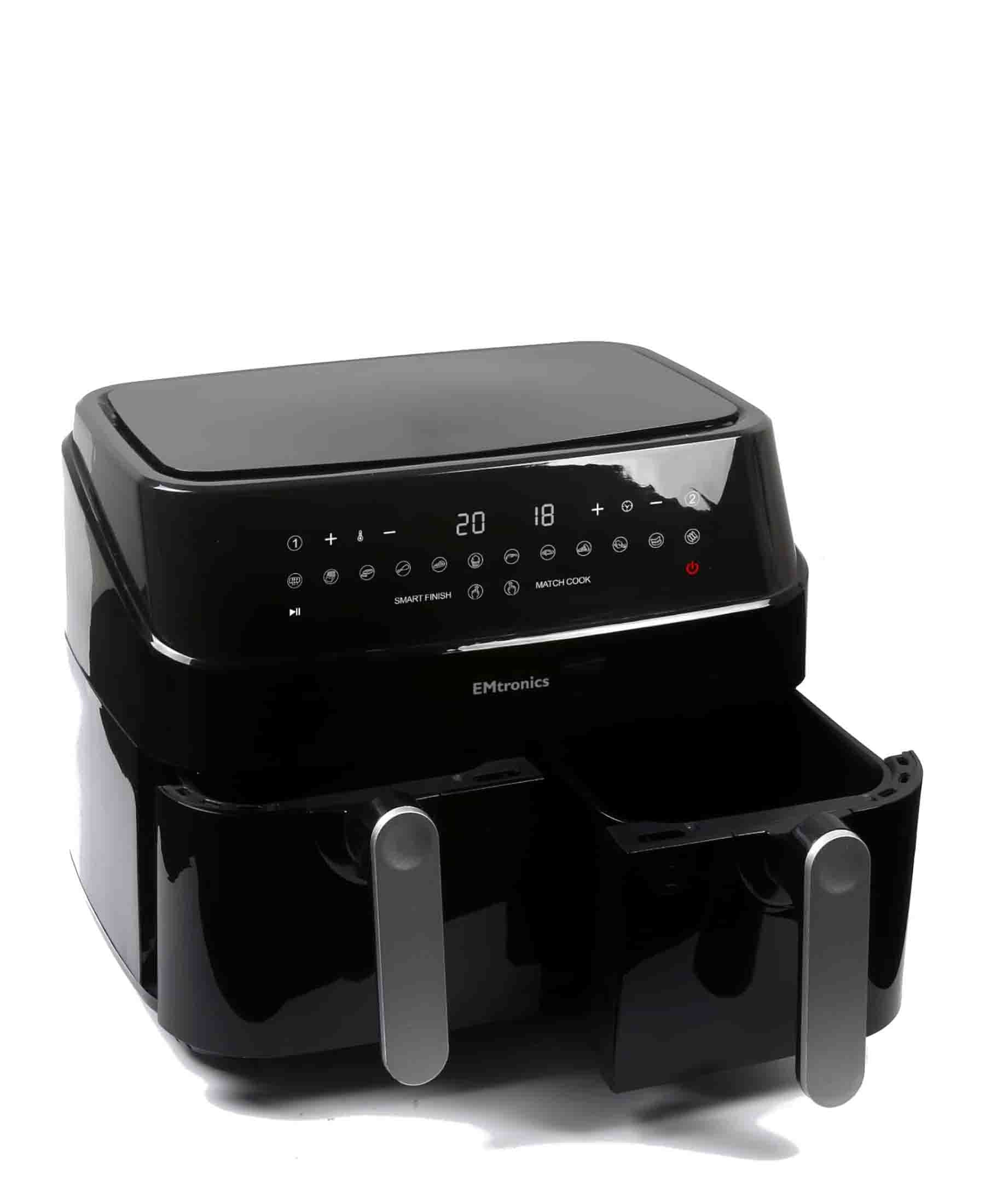 EMtronics Digital 9L Air Fryer Double Basket Smart Cook Air Fryer - Black