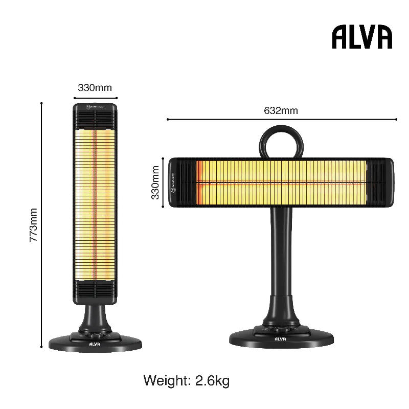 Electric Infrared Short Patio Heater Adjustable Directional Head EPH660
