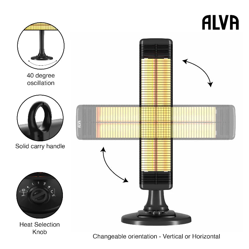 Electric Infrared Short Patio Heater Adjustable Directional Head EPH660