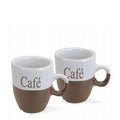 Excellent Houseware 2 Piece 150ML Cafe Mugs - Light Brown & White