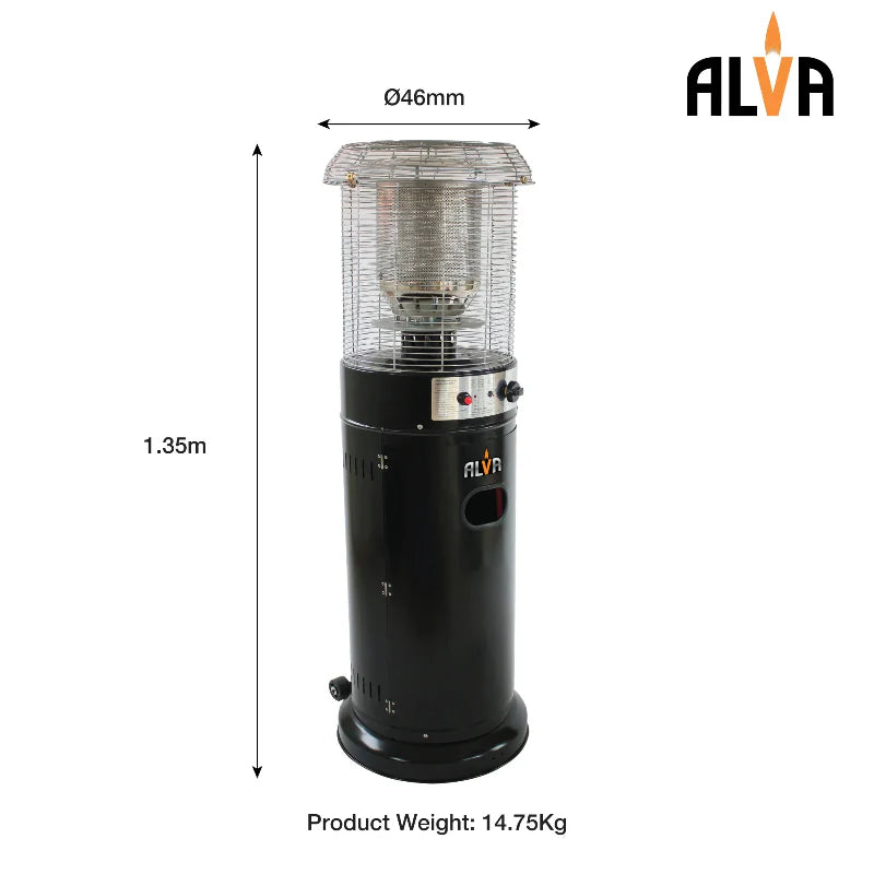 Alva GHP32 Short Stand Gas Patio Heater Black