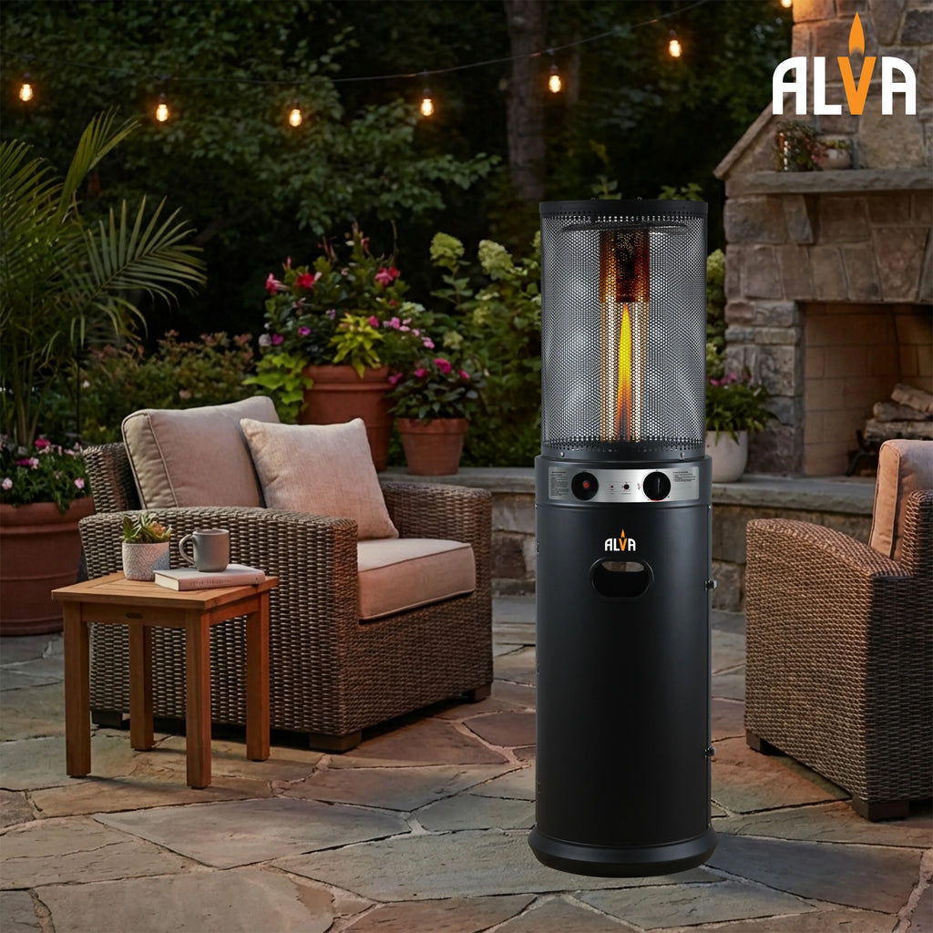 Alva Circular Midi Stand Gas Patio Heater | Fire Stick Design -GHP61