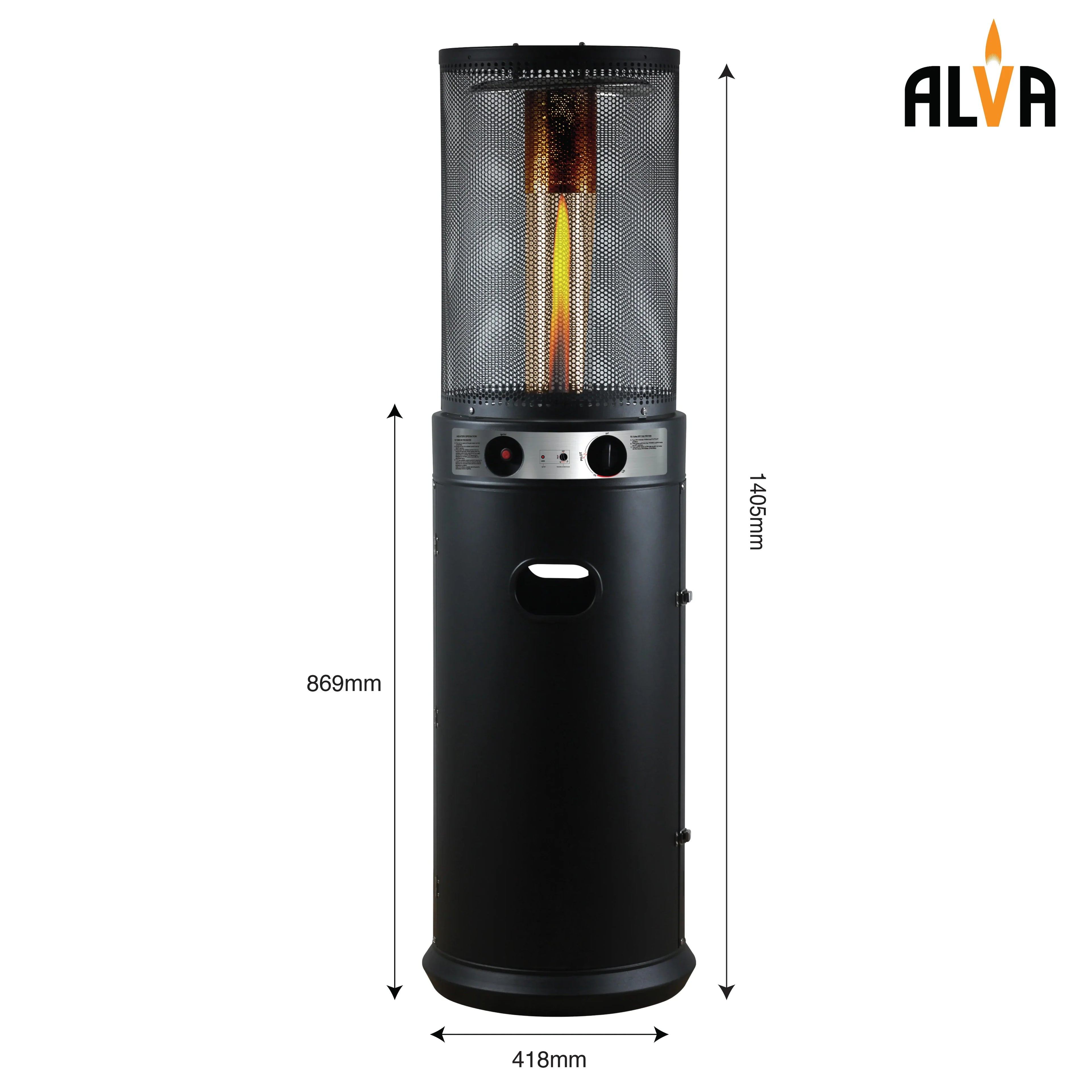 Alva Circular Midi Stand Gas Patio Heater | Fire Stick Design -GHP61