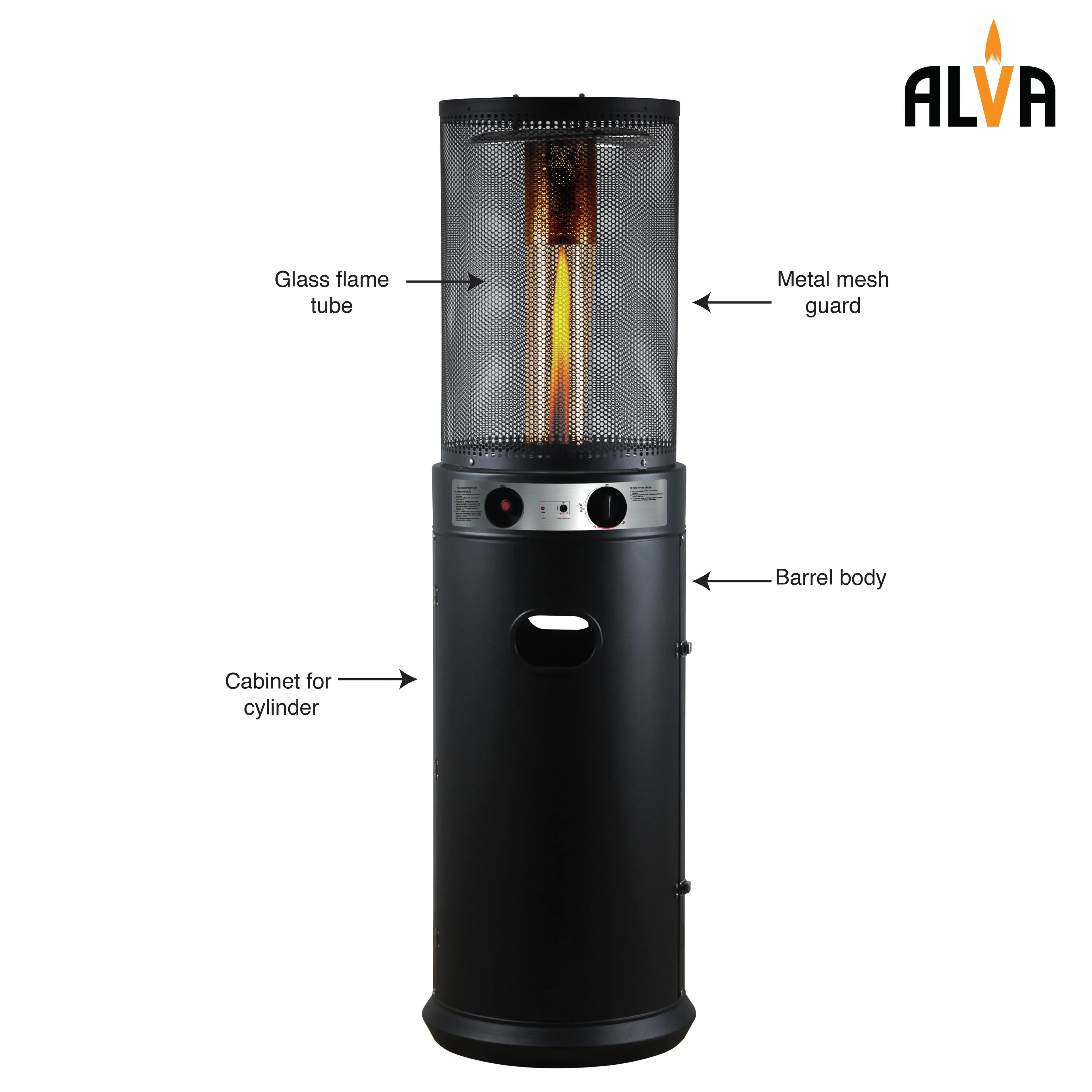 Alva Circular Midi Stand Gas Patio Heater | Fire Stick Design -GHP61