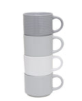 kitchen Life 4 Piece Mug Set - Embossed White and grey