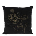 Urban Decor 45cm Velvet Cushion - Black With Floral Print