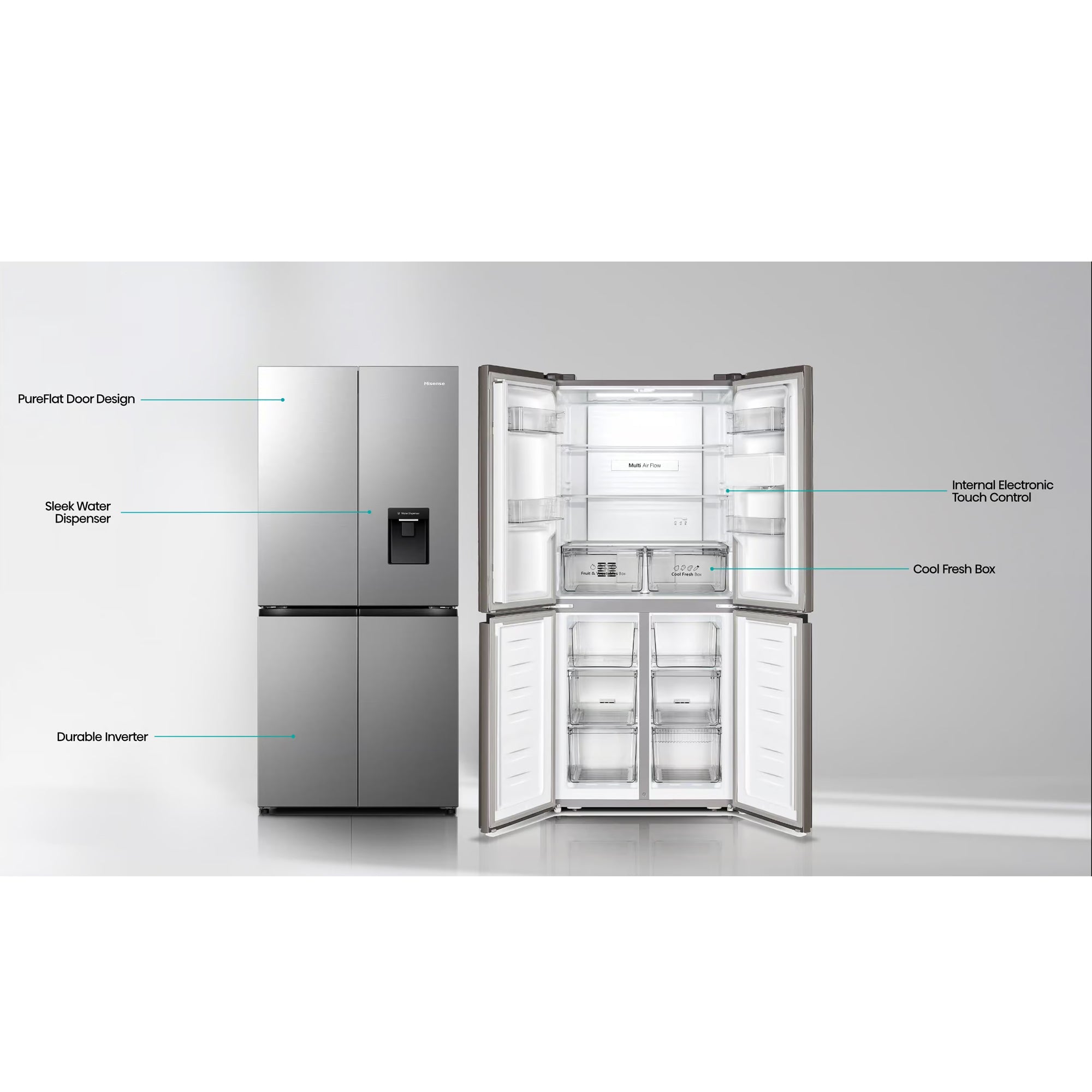 Hisense 392Lt Cross Door Refrigerator Stainless Steel