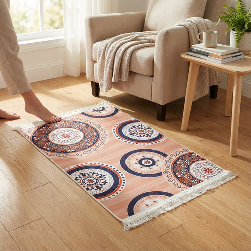 1 x 1.5m Medallion Design Carpet Multicoloured