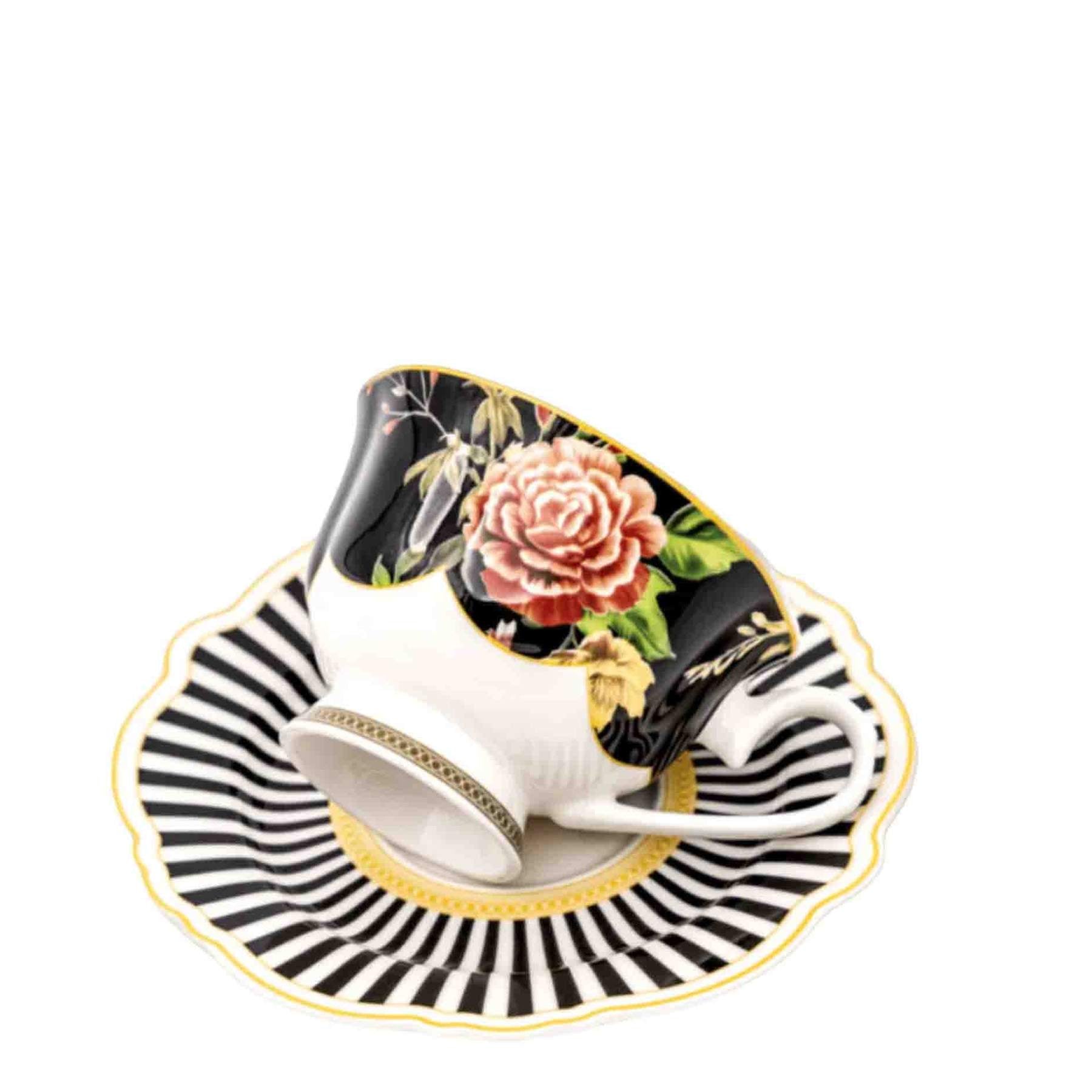 Jenna Clifford Botanica Rose Cup & Saucer - Black & White