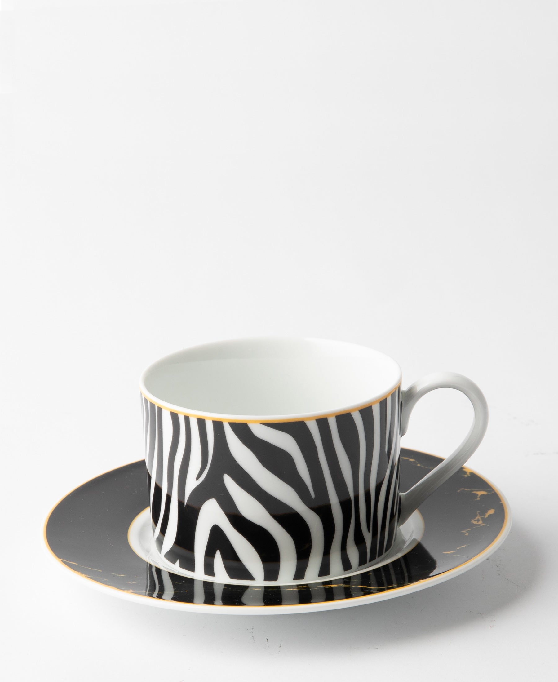 Jenna Clifford Zebra Cup & Saucer - Black & White