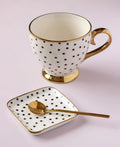 Kitchen Life Cup & Saucer 3 Piece - Gold Rim
