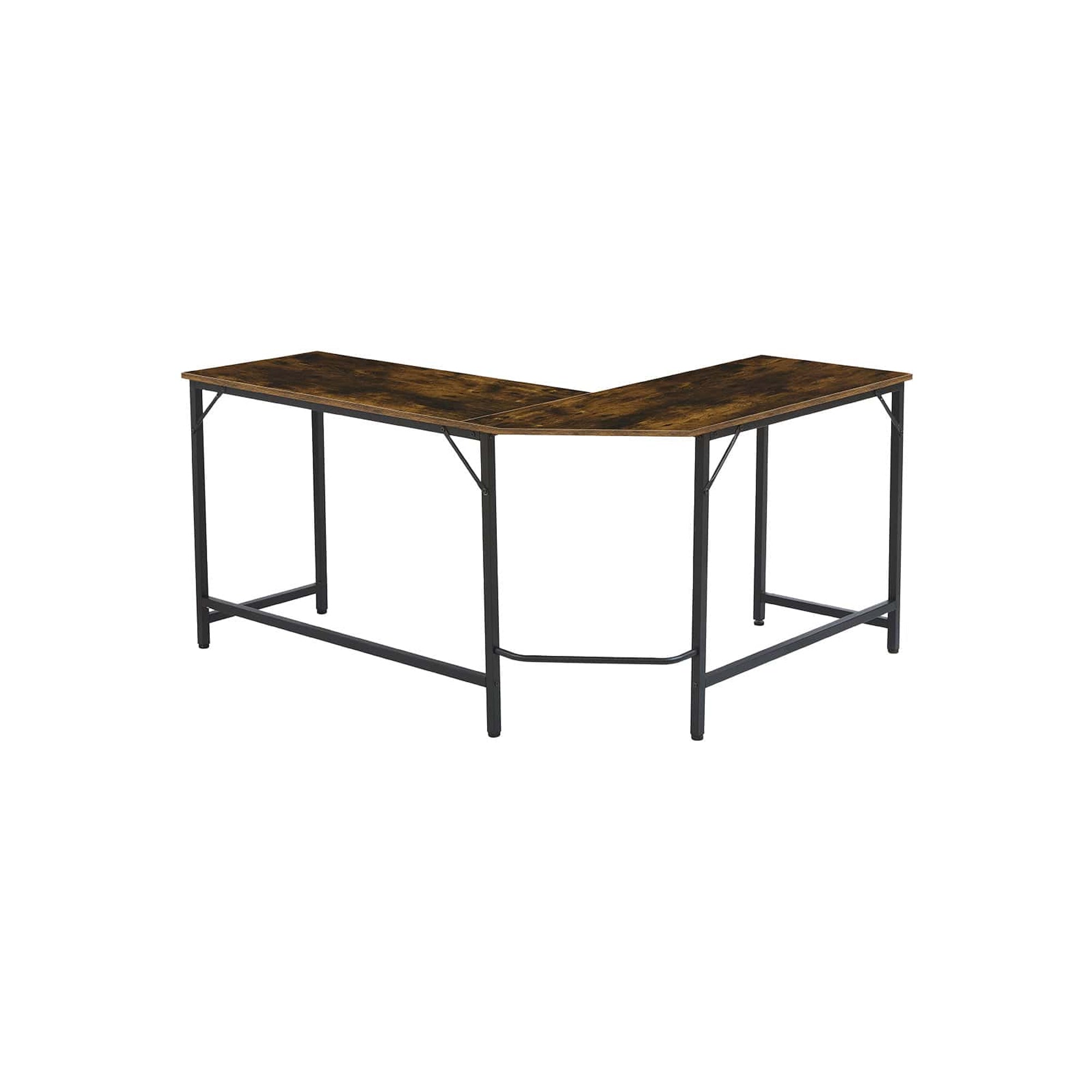 Exotic Designs L-Shaped Rustic Computer Table Brown