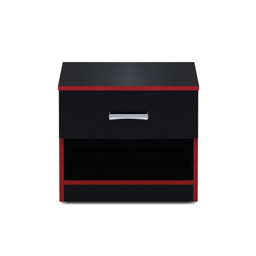 Dual Space Nightstand Black & Red